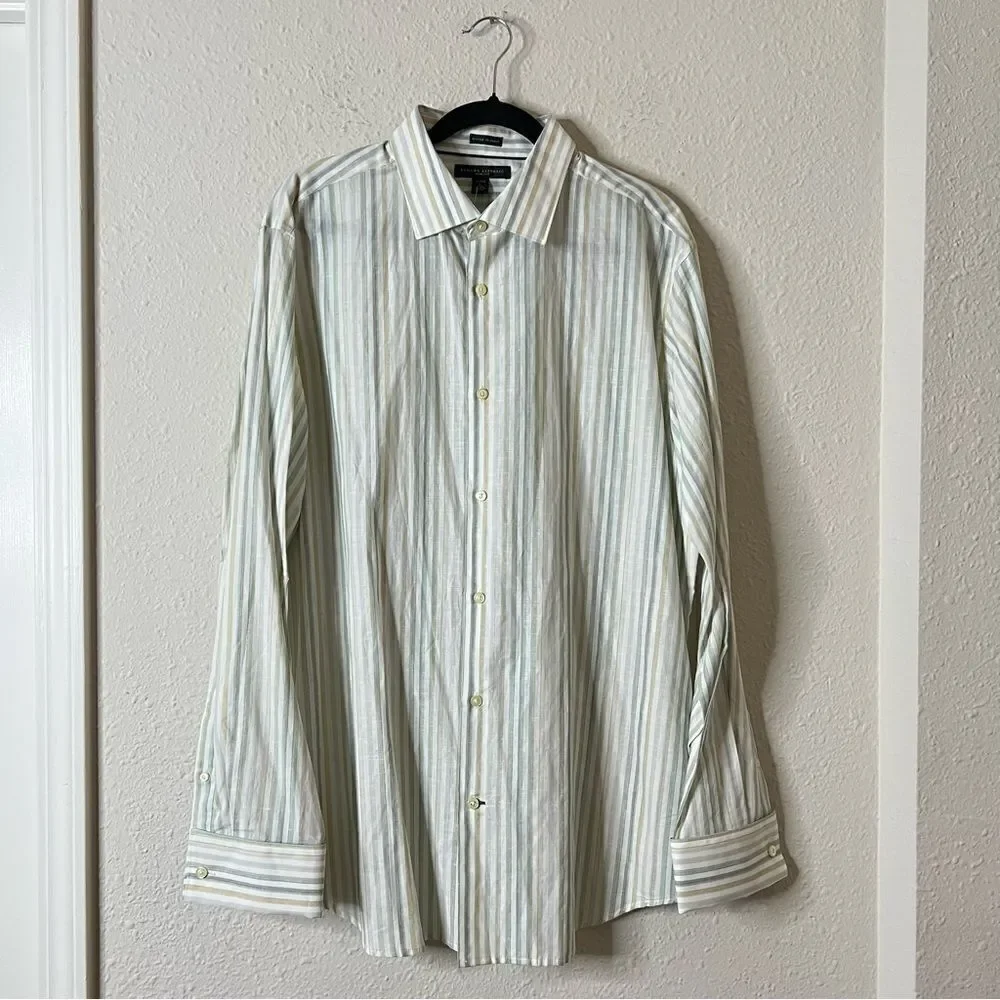 Banana Republic Men’s Linen Blend Striped Long Sleeve Button Down Shirt NEW Size